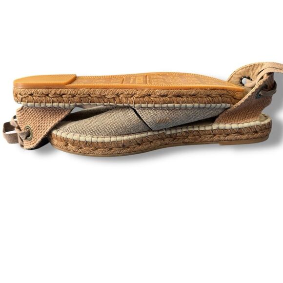 Viscata Candell Beige Linen Espadrille Flats Lace Up Size 41 US 10 - Picture 8 of 11
